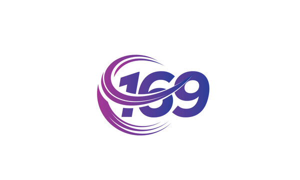 169 Number Logo Design with Purple Gradient Swirl Circle
