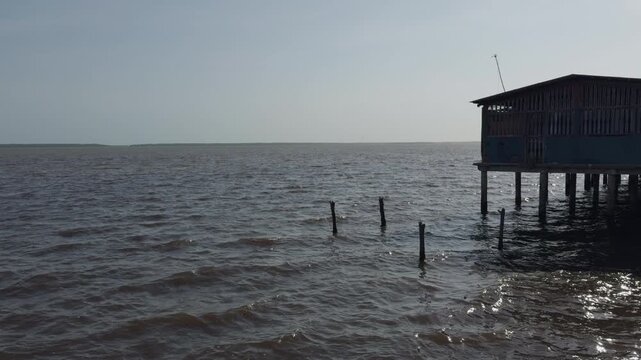 Stilt house over Lake Maracaibo waterfront in Venezuela