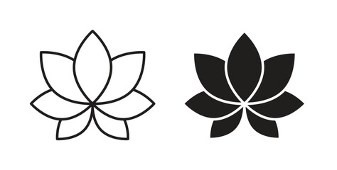 Obraz premium Lotus icon design line and solid vector pack on white background