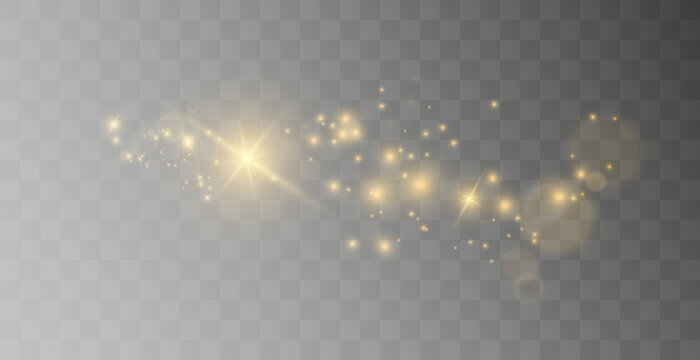 Gold sparkles background. Vector shining particles.