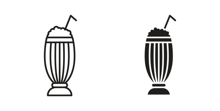 Milk shake icon design line and solid vector pack on white background