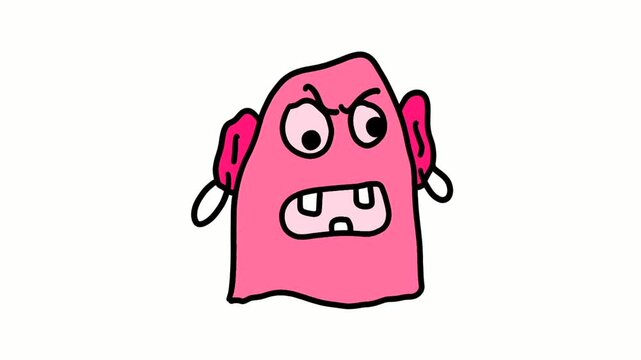 Wacky Pink Cartoon Character with Uneven Rolling Eyes