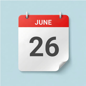 A calendar page showing the date June 26 on a light blue background