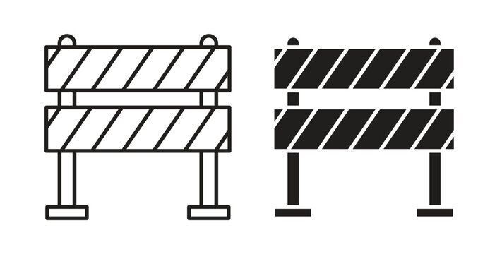 Roadblock icon design line and solid vector pack on white background