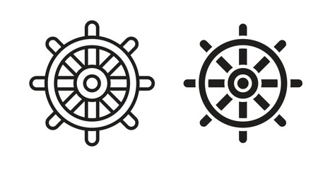 Obraz premium Ship wheel icon design line and solid vector pack on white background