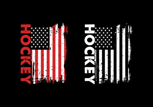 Hockey USA Flag T-shirt Design Patriotic Sports
