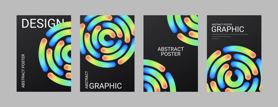 Background poster circle with abstract neon gradient for design geometric party. Shape night rainbow with background pattern template for graphic element green. Modern red background.