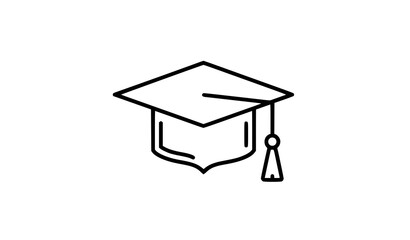 “Linear graduation cap icon isolated on white background for education, university, and academic achievement vector illustration” © ROP