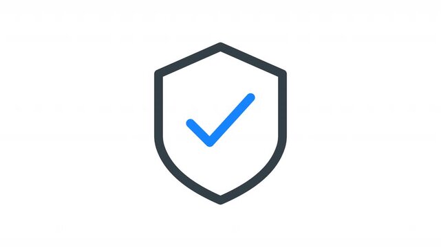 Animated shield check icon representing verified security, protection, and trust. Ideal for cybersecurity systems, authentication success, data protection, and secure application interfaces