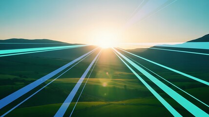 Obraz premium Road hyperlapse motion with holographic layer