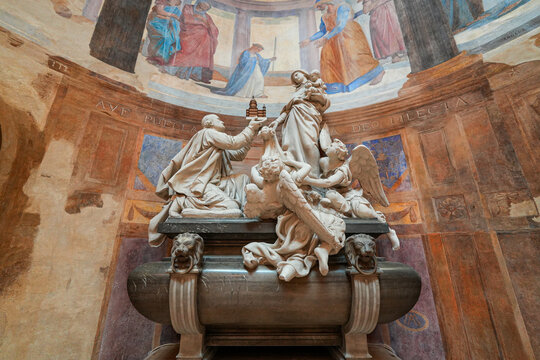 The monumental tomb of Abbot Haffreingue, the rebuilder of the Basilica of Notre-Dame in Boulogne-sur-Mer, Pas-de-Calais, Northern France