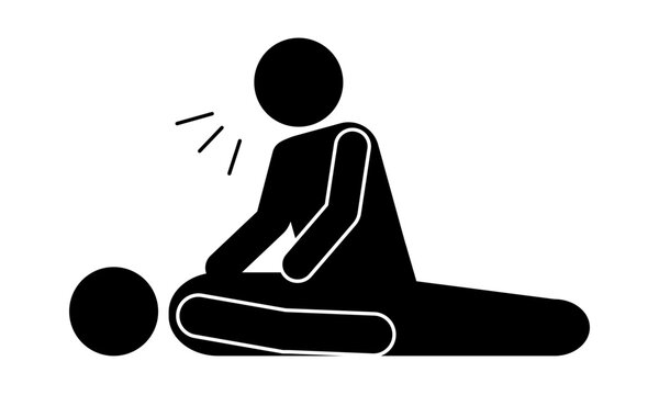 倒れている人に呼び掛ける人のピクトグラム