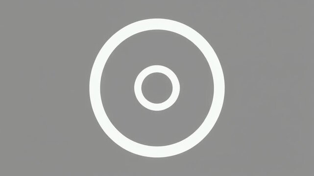 Minimalist white glowing circular ring animation expanding on a uniform gray background, designed as a digital buffering preloader for website UI/UX and video loading progress.