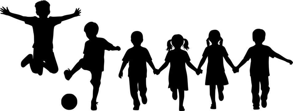 Happy children silhouette vector Stock