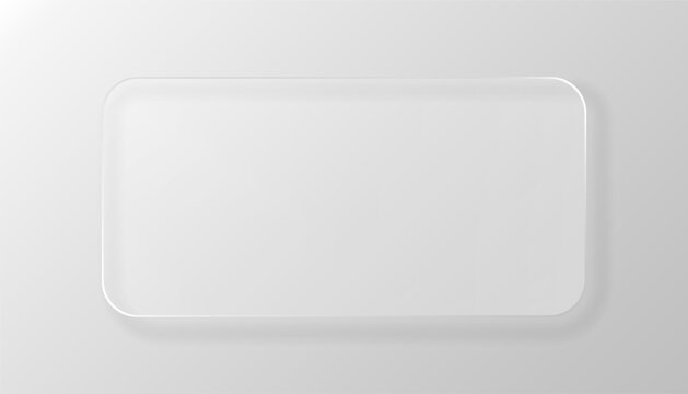 Liquid glassmorphism rectangle border with shadow on light gray background. Vector illustration