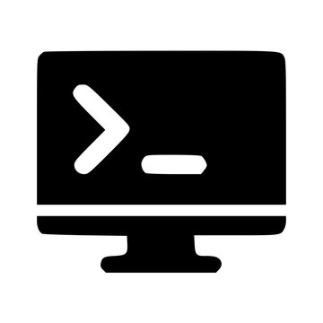 Terminal Console - A computer monitor displaying a command-line interface prompt, representing backend programming, system administration, and coding.