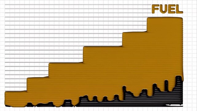 Fluid physics data art dashboard shown by gold line graph in oil.