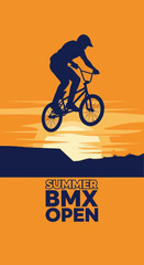 Obraz premium Silhouette Of A BMX Rider In Mid-Air During A Summer Outdoor Competition Event
