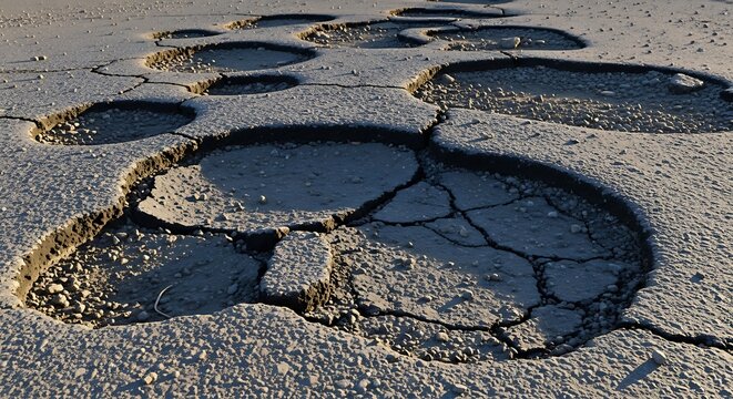 A close-up view of cracked and dry mud surface