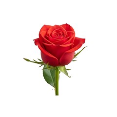 Naklejka premium A single red rose with green leaves