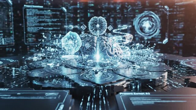 Graphic Resources AI Assistant Brain Processor with LLM Technology, Big Data, Machine Learning, Generative for Business Support, Future Agentic Technology and Artificial Intelligence Prompt