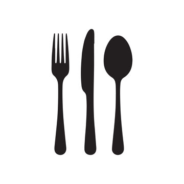 Cutlery black silhouette vector illustration on white background