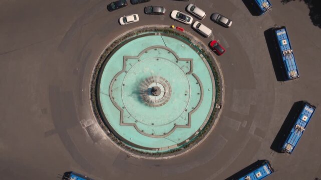 Overhead drone view of the iconic Reforma roundabout and Diana the Huntress