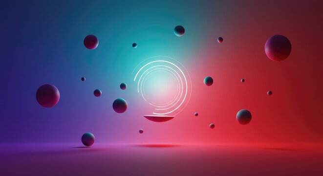 Impossible abstract landscape with floating forms and vibrant, clashing colors creating a bizarre, hypnotic visual experience, unusual, composition, color