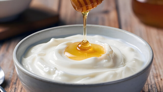 A plate of thick skyr with honey