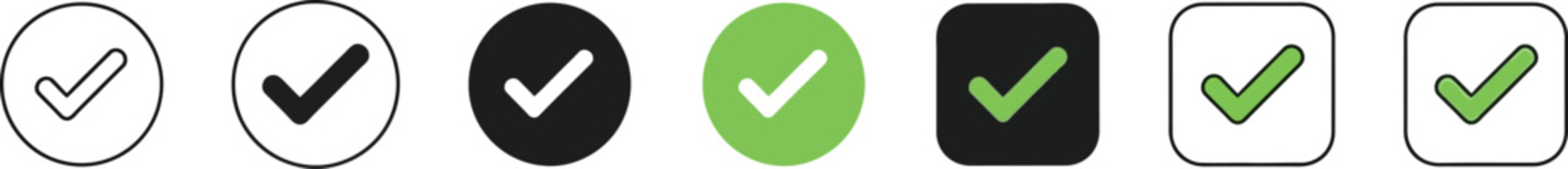 Check mark icons in various shapes and colors a visual collection © SM Vector