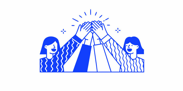 Teamwork and collaboration illustrated with a high five between three people