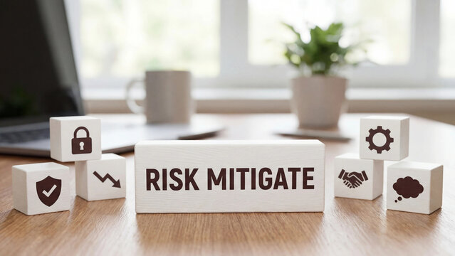 Risk mitigation concept representing corporate security protection governance compliance partnership and strategic safeguarding for enterprise risk management business continuity