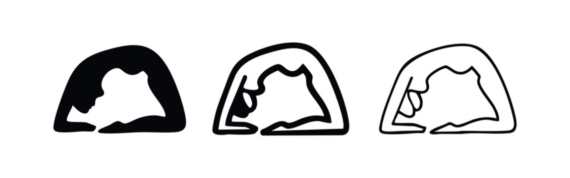 Stylized Person Bending Over Icon Set - Yoga, Bowing, or Flexibility Symbol