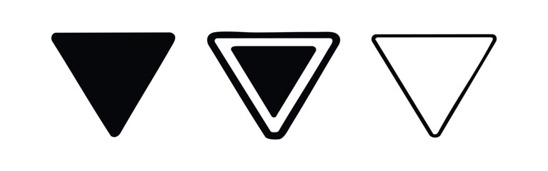 Yield sign or inverted triangle icon set. Warning, caution, give way symbol. © liubomir118809