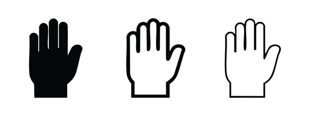 Obraz premium Open Hand Gesture for Stop, Warning or Greeting Icons Set