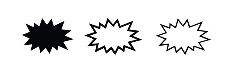 Fototapeta premium Exploding jagged star burst icon set in various styles