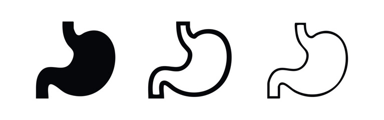 Obraz premium Human Stomach Organ Icons Set - Digestive System Anatomy Vector Illustration