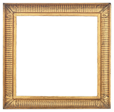 Wide antique picture frame on a transparent background, in PNG format.
