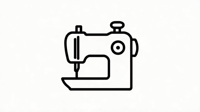 A simple black line drawing of a sewing machine