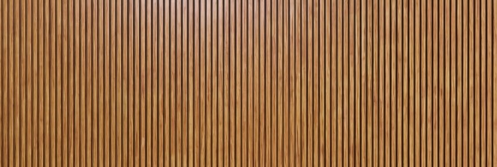 Fototapeta premium Vertical wooden slats arranged closely in a repeating pattern create a textured wall or partition with warm tones and natural grain.