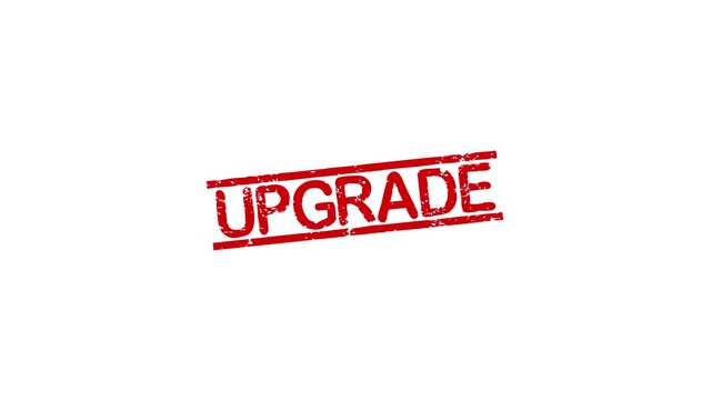 Upgrade rubber stamp animation. upgrade texture text Up to down motion graphics. stamp zooming and hit effect 4k video.