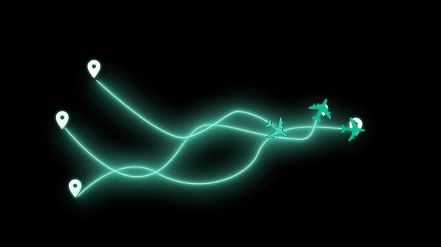 Abstract Airplane Flight Paths Animation