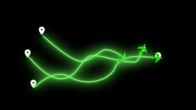 Abstract Airplane Flight Paths Animation