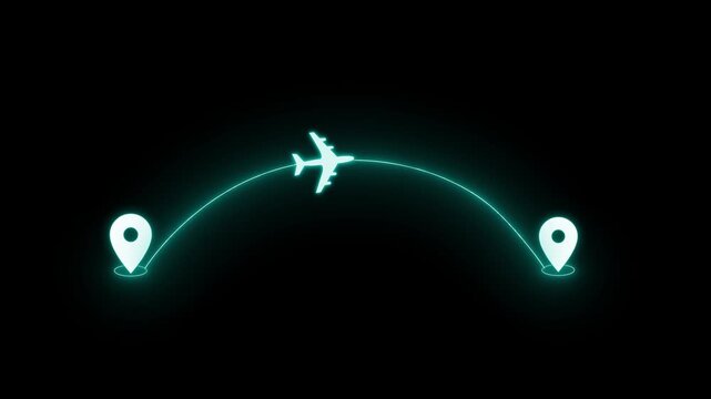 Airplane Flying Between Location Markers Animation