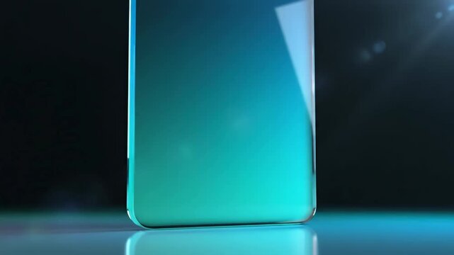 Business Teal and cyan vertical glass gradient with smooth transitions on black. Elegant abstract motion for video editing, social media, or modern product displays. Works beautifully in advertising