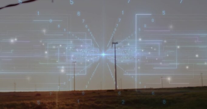 Camera pulling back, barbed-wire leaving frame, HUD locking onto utility pole, showing energy data