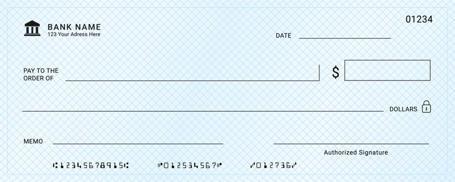 Bank check, Cheque design layout with financial document element. Money payment bank check voucher or pay cash cheque