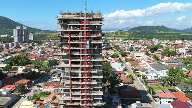 Aerial View of Residential Building Under Construction in Penha, Brazil, Real Estate Investment