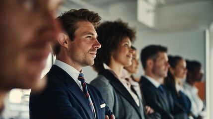 Obraz premium Diverse business professionals standing in a row