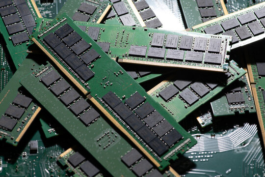PC RAM modules for faster computing. DDR RAM memory chips detail. Professional memory for servers and workstations. PC RAM modules for system expansion. Modern DDR RAM chips.